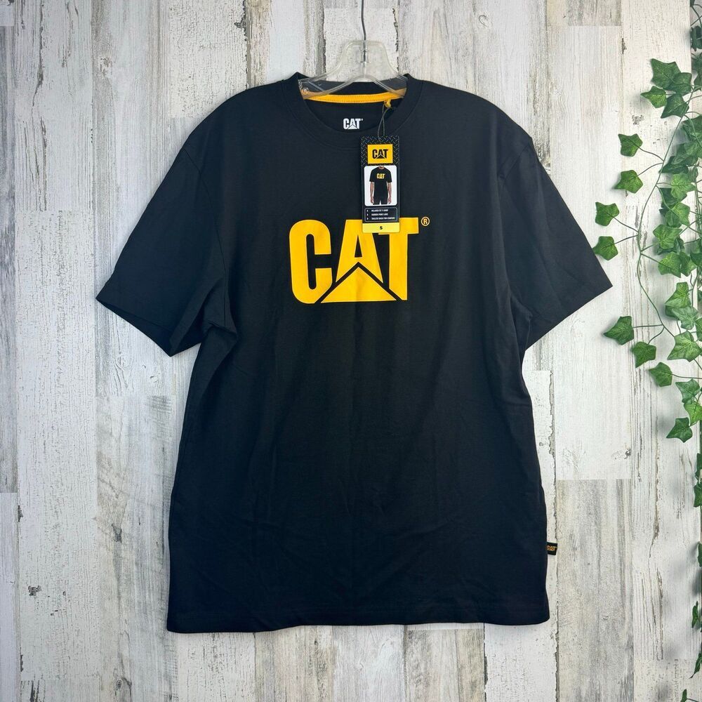 Cat Caterpillar Mens Y2K Construction Heavyweight Work T Shirt Size small